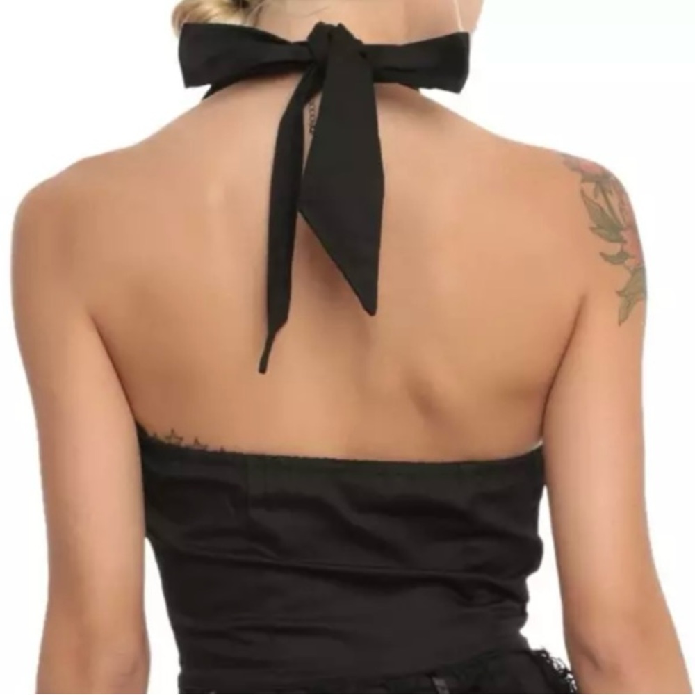 Threads Hot Topic Black and white Halter Bow dress Rockabilly Fit and Flare XS - Picture 3 of 7